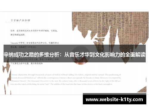 辛纳成功之路的多维分析：从音乐才华到文化影响力的全面解读