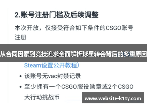从合同因素到竞技追求全面解析球星转会背后的多重原因